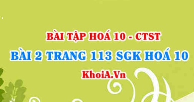 Bài 2 trang 113 SGK Hoá 10 Chân trời sáng tạo